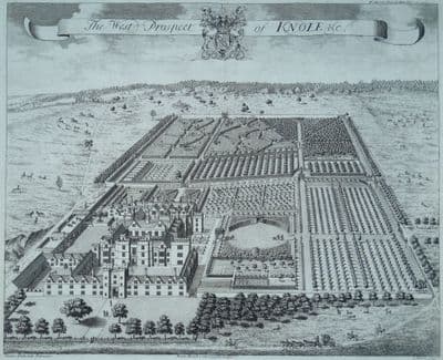 Antique Print KNOLE West Prospect, Sevenoaks, Kent Original Johannes KIP, Harris 1719
