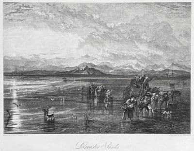 Antique Print LANCASTER SANDS, Morecambe Bay, Lancashire J.M.W. Turner 1838