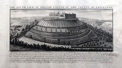 Antique Print LEICESTER BELVOIR CASTLE South View  Bucks Views Large Engraving 1730