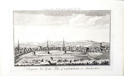 Antique Print LEICESTER  PANORAMA, Nathaniel Spencer Original Engraving c1771