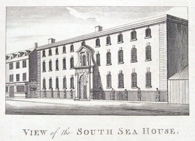 Antique Print LONDON, SOUTH SEA HOUSE,THREADNEEDLE STREET Engraving  1776