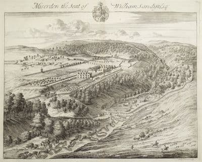 Antique Print MISERDEN, Nr Stroud, Gloucestershire Original Johannes KIP Atkyns 1712