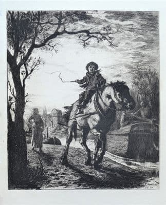 Antique Print ON THE BRIDGEWATER CANAL  N.W.England Original Etching 1880