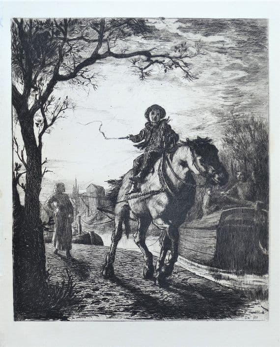 Antique Print ON THE BRIDGEWATER CANAL  N.W.England Original Etching 1880