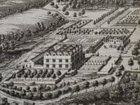 Antique Print OVER, Almondsbury Gloucestershire Original Johannes KIP, Atkyns 1712
