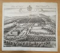 Antique Print OVER, Almondsbury Gloucestershire Original Johannes KIP, Atkyns 1712