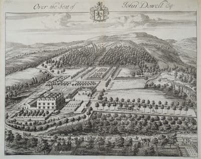 Antique Print OVER, Almondsbury Gloucestershire Original Johannes KIP, Atkyns 1712
