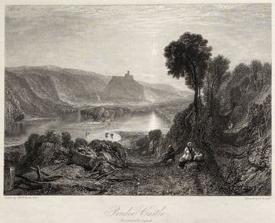 Antique Print PRUDHOE CASTLE, NORTHUMBERLAND, J.M.W. Turner original engraving 1838