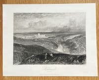 Antique Print RICHMOND, YORKSHIRE, J.M.W. Turner original engraving 1838