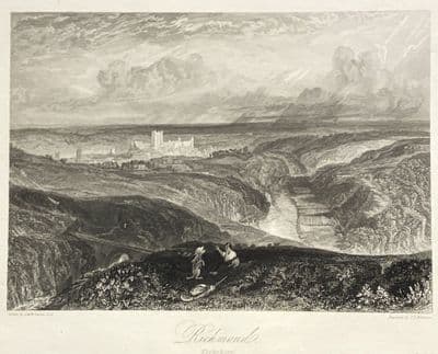 Antique Print RICHMOND, YORKSHIRE, J.M.W. Turner original engraving 1838