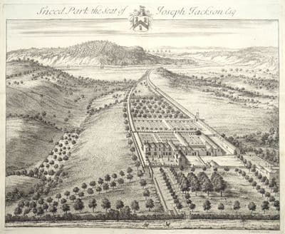 Antique Print SNEED PARK, Sneyd, Bristol original Johannes KIP Atkyns 1712