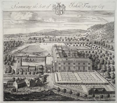 Antique Print STANWAY Nr Winchcombe, Gloucestershire Original Johannes KIP engraving, Atkyns 1712