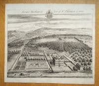 Antique Print STOKE BISHOP, Bristol, Gloucestershire original Johannes KIP, Atkyns 1712