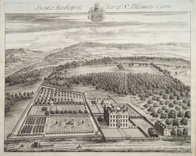 Antique Print STOKE BISHOP, Bristol, Gloucestershire original Johannes KIP, Atkyns 1712