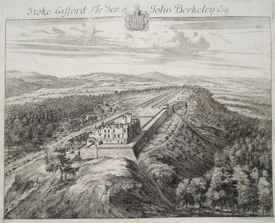Antique Print STOKE GIFFORD, Bristol Original Johannes KIP engraving Atkyns 1712