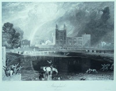 Antique Print STONYHURST, CLITHEROE, LANCASHIRE J.M.W. Turner Original 1838