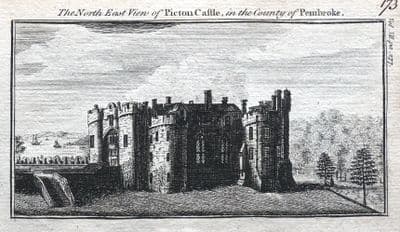 Antique Print WALES PEMBROKESHIRE PICTON CASTLE Original Engraving  1770