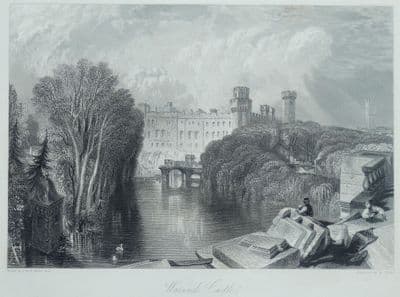 Antique Print WARWICK CASTLE, Warwickshire J.M.W.Turner Original engraving 1838