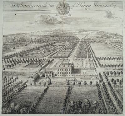 Antique Print WILLIAMSTRIP PARK Coln St. Aldwyns Gloucestershire J.KIP 1712