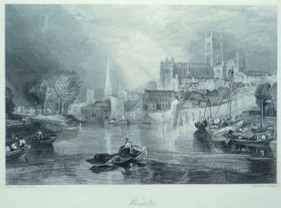 Antique Print WORCESTER Worcestershire J.M.W.Turner original old engraving 1838