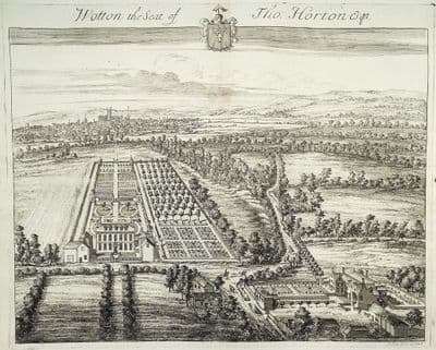 Antique Print WOTTON under Edge, Gloucestershire, Johannes KIP bird's eye 1712