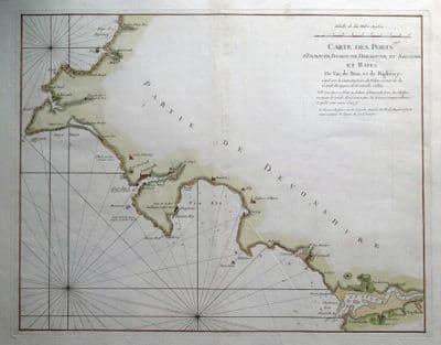 Antique Sea Chart DARTMOUTH, TEIGNMOUTH, EXMOUTH,SALCOMBE, DEVON G.Collins map 1757