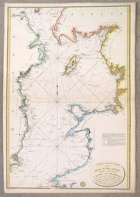 Antique Sea Chart IRELAND, IRISH SEA Coasts Joseph Huddart original old map 1797