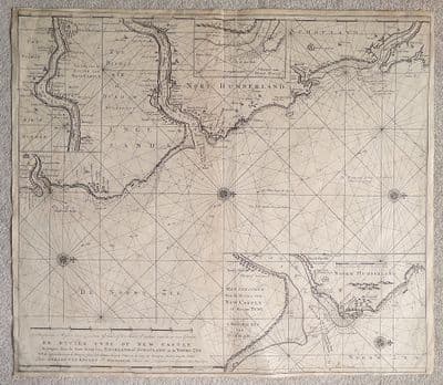 Antique Sea Chart R.TYNE, NEWCASTLE, BLYTH, Tynemouth, Sunderland Van Keulen c1720