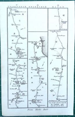 Antique Strip Road Map ROUTE TO EDINBURGH Charles Smith Pocket Companion 1826