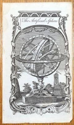ARMILLARY SPHERE, The Artificial Sphere, W.Guthrie original antique print c1790