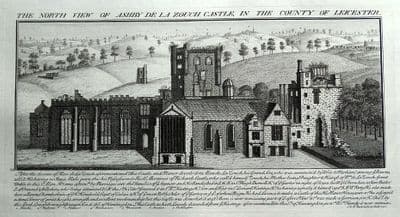 ASHBY DE LA ZOUCH CASTLE, LEICESTERSHIRE S&N BUCK original antique print 1730