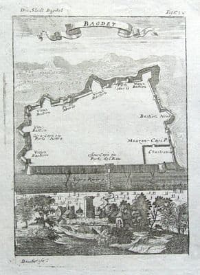 BAGHDAD, IRAQ, bird's eye plan A.Mallet original antique print 1719
