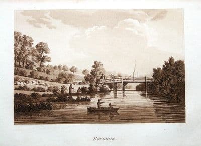 BARMING, KENT, Sam. Ireland Original Sepia Aquatint, Antique Print 1793