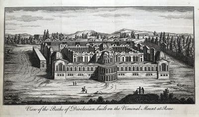 BATHS OF DIOCLETIAN, VIMINAL MOUNT, ROME original antique print 1768