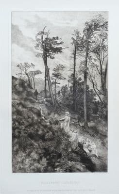 BLACKBERRY GATHERERS, F.M.Regamey, G.Mason original etching antique print 1880