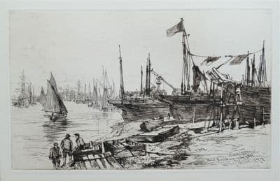 BOAT BUILDING, GREAT YARMOUTH C.Watson nautical, maritime antique print 1880