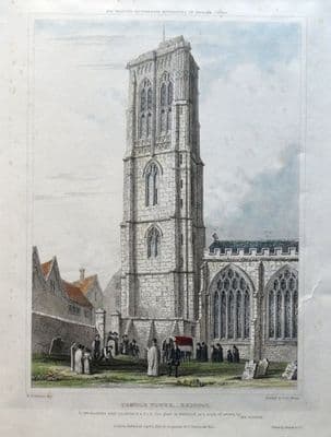 BRISTOL TEMPLE TOWER HOLY CROSS CHURCH Hand Coloured Original Antique Print 1830