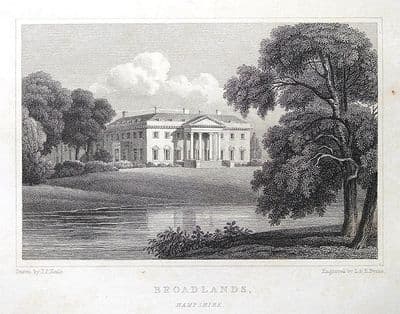 BROADLANDS, ROMSEY, HAMPSHIRE original antique print 1831
