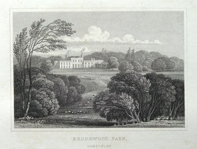 BROOKWOOD PARK, Nr.ALRESFORD, HAMPSHIRE original antique print 1831