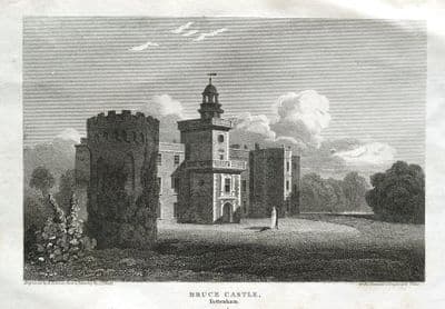 BRUCE CASTLE LORDSHIP LANE TOTTENHAM LONDON Original  Antique Print 1815