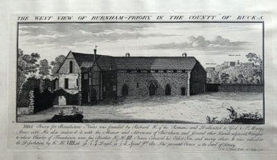 BUCKINGHAMSHIRE BURNHAM PRIORY Sam & Nathaniel Bucks Views Lg Antique Print 1730