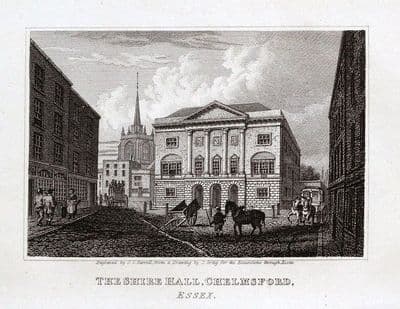 CHELMSFORD SHIRE HALL, ESSEX, Original antique print 1818
