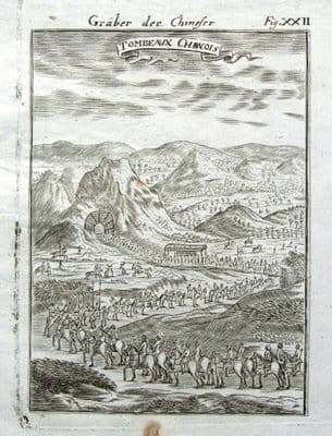 CHINA, TOMBS AND FUNERAL PROCESSION,  A.Mallet Antique print 1719