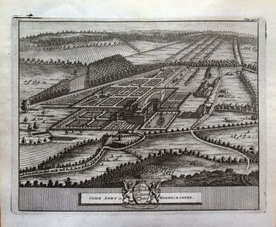 COOMBE ABBEY, RUGBY, WARWICKSHIRE Van Der Aa, Kip original antique print 1727