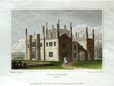 CORNWALL TREGOTHNAN ST MICHAEL PENKIVEL Origin Hand Coloured  Antique Print 1819