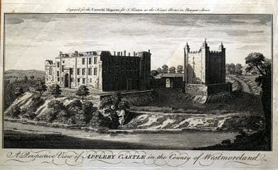 CUMBRIA APPLEBY CASTLE CAESARS TOWER MANSION HOUSE Original  Antique Print 1761