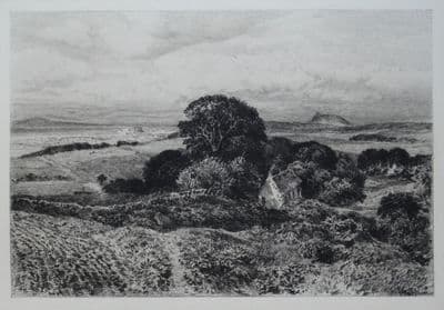Distant View of  EDINBURGH, Brunet-Debaines original etching antique print 1880