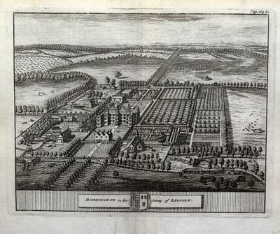 DODDINGTON HALL LINCOLNSHIRE Van Der Aa,Kip Original Engraved Antique Print 1727