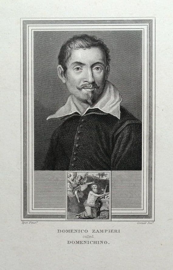 DOMENICO ZAMPIERI , DOMENICHINO Italian Painter antique portrait print 1825
