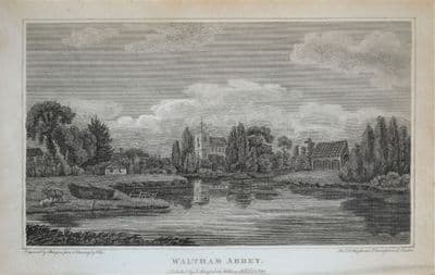 ESSEX, WALTHAM ABBEY & GATEHOUSE  Original  Copper Engraved Antique Print 1805